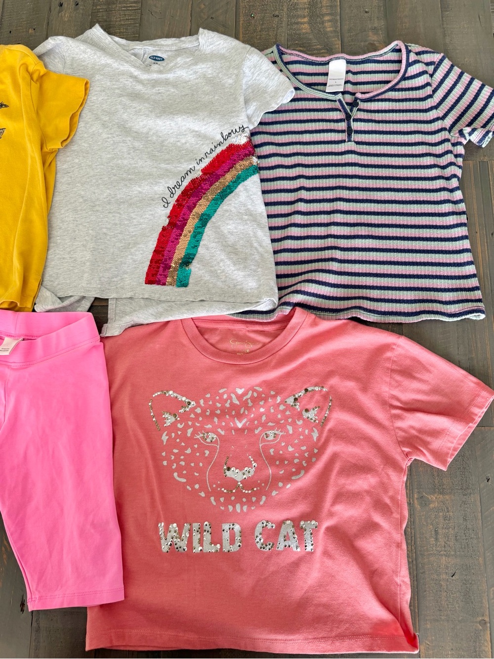 ZARA OSHKOSH Girls Size 8 Clothing Bundle 5pc Graphic Tees Shorts Lot Pink - Picture 2 of 9